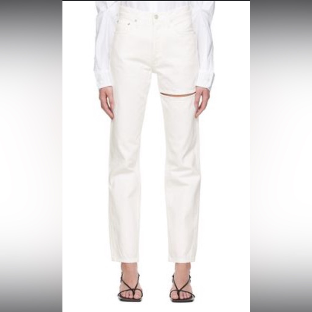 Agolde Straight Jeans With Slit In White, Us 29
